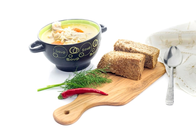 Bowl of soup with bread