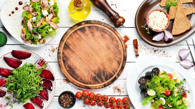 Assorted dishes on table